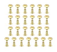 sourcing map 25set Chicago Screw M5x10mm Phillips Nail Rivet Stud Bolts Rivets Binding Post Screw for DIY Craft Leather Belt Bag Bookbinding, Gold