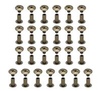 sourcing map 25set Chicago Screw M5x10mm Phillips Nail Rivet Stud Bolts Rivets Binding Post Screw for DIY Craft Leather Belt Bag Bookbinding, Bronze