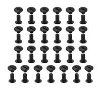 sourcing map 25set Chicago Screw M5x10mm Phillips Nail Rivet Stud Bolts Rivets Binding Post Screw for DIY Craft Leather Belt Bag Bookbinding, Black