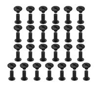 sourcing map 25set Chicago Screw M5x12mm Phillips Nail Rivet Stud Bolts Rivets Binding Post Screw for DIY Craft Leather Belt Bag Bookbinding, Black