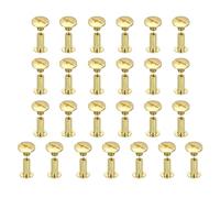 sourcing map 25set Chicago Screw M5x12mm Phillips Nail Rivet Stud Bolts Rivets Binding Post Screw for DIY Craft Leather Belt Bag Bookbinding, Gold