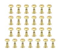 sourcing map 25set Chicago Screw M5x8mm Phillips Nail Rivet Stud Bolts Rivets Binding Post Screw for DIY Craft Leather Belt Bag Bookbinding, Gold