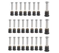 sourcing map 26 Pairs M6 Neoprene Well Nuts with Stainless Steel Screw, Rubber Well Nuts Kit Brass Copper Bolt, Universal Motorcycle Fasteners for Kayak Boat Windscreen