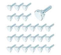 sourcing map 26 Pcs M6x20mm Knurled Thumb Screws, Carbon Steel Zinc Plated Flat Knurled Head Fully Threaded Screw Bolts Fasteners for Home, Machine