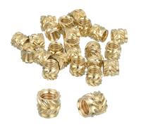 sourcing map 26 Pcs Threaded Inserts, M4 Brass Heat Set Insert for 3D Printing and Plastic Material Female Knurled Insert Nuts for Laptops Electronic Products, M4x5.5x5mm