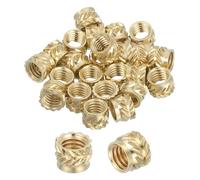 sourcing map 26 Pcs Threaded Inserts, M4 Brass Heat Set Insert for 3D Printing and Plastic Material Female Knurled Insert Nuts for Laptops Electronic Products, M4x5.5x4mm