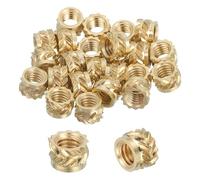 sourcing map 26 Pcs Threaded Inserts, M4 Brass Heat Set Insert for 3D Printing and Plastic Material Female Knurled Insert Nuts for Laptops Electronic Products, M4x6x4mm