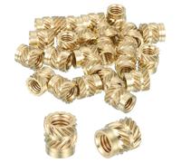 sourcing map 26 Pcs Threaded Inserts, M4 Brass Heat Set Insert for 3D Printing and Plastic Material Female Knurled Insert Nuts for Laptops Electronic Products, M4x6x6.5mm