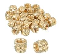 sourcing map 26 Pcs Threaded Inserts, M5 Brass Heat Set Insert for 3D Printing and Plastic Material Female Knurled Insert Nuts for Laptops Electronic Products, M5x7x6mm