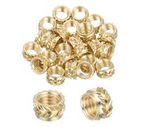 sourcing map 26 Pcs Threaded Inserts, M5 Brass Heat Set Insert for 3D Printing and Plastic Material Female Knurled Insert Nuts for Laptops Electronic Products, M5x7x4mm