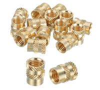 sourcing map 26 Pcs Threaded Inserts, M8 Brass Heat Set Insert for 3D Printing and Plastic Material Female Knurled Insert Nuts for Laptops Electronic Products, M8x10x12mm