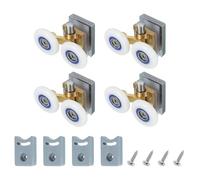 sourcing map 26mm Shower Door Rollers, Sliding Shower Doors Wheels 304 Stainless Steel Bottom Wheels with Anti-Collision Block & Screws for Glass Doors 6mm Copper 4 Pcs