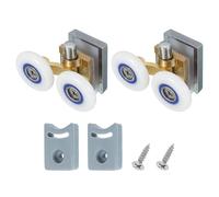 sourcing map 26mm Shower Door Rollers, Sliding Shower Doors Wheels 304 Stainless Steel Bottom Wheels with Anti-Collision Block & Screws for Glass Doors 6mm Copper 2 Pcs