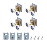sourcing map 26mm Shower Door Rollers, Sliding Shower Doors Wheels 304 Stainless Steel Top Wheels with Anti-Collision Block & Screws for Glass Doors 6mm Copper 4 Pcs