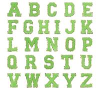 sourcing map 26Pcs Chenille Letter Patches, A-Z Alphabet Self Adhesive Chenille Patches Embroidered Patch Stickers for DIY Fabric Clothing Shoes Bags, Green