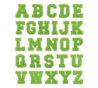 sourcing map 26pcs Glitters Chenille Letter Patches 5.5cm / 2.17" Chenille Iron-On Letter Patches Applique for Clothing Hats Jeans Shoes Bags (Green, Letter A-Z)