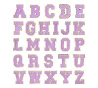sourcing map 26pcs Glitters Chenille Letter Patches 5.5cm / 2.17" Chenille Iron-On Letter Patches Applique for Clothing Hats Jeans Shoes Bags (Purple, Letter A-Z)