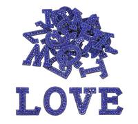 sourcing map 26pcs Letter Iron on Patch Decorative A-Z, Dark Blue Glitter Pearl Alphabet Applique Rhinestone English Letter for DIY Clothing Repair Hat Bag
