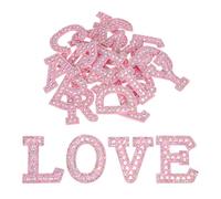sourcing map 26pcs Letter Iron on Patch Decorative A-Z, Pink Glitter Pearl Alphabet Applique Rhinestone English Letter for DIY Clothing Repair Hat Bag
