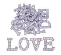 sourcing map 26pcs Letter Iron on Patch Decorative A-Z, Purple Glitter Pearl Alphabet Applique Rhinestone English Letter for DIY Clothing Repair Hat Bag