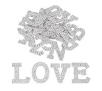 sourcing map 26pcs Letter Iron on Patch Decorative A-Z, Transparent White Glitter Pearl Alphabet Applique Rhinestone English Letter for DIY Clothing Repair Hat Bag