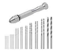 sourcing map 26pcs Pin Vise Hand Drill Bit Set, 0.5mm-3.0mm Micro Mini Twist Drill Bits Set 25pcs, Precision Pin Vise Rotary Tools, for Metal Wood Plastic PCB Model DIY Making