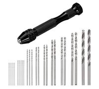 sourcing map 26pcs Pin Vise Hand Drill Bit Set, 0.5mm-3.0mm Micro Mini Twist Drill Bits Set 25pcs, Precision Pin Vise Rotary Tools Black, for Metal Wood Plastic PCB Model DIY Making