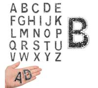 sourcing map 26pcs Rhinestone Iron on Letter Patches, A-Z Self Adhesive Glittery Rhinestone Alphabet Letter Sticker Appliques for DIY Jackets Hats Clothes Backpack, Black