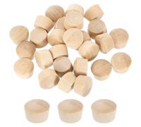 sourcing map 26Pcs Wood Button Plugs, 12.5mm/0.49" Flat Head Hardwood Screw Hole Plug Wooden Caps Buttons Wood Plug for Furniture Woodworking Craft Decor (14mm x 12.5mm)