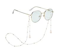 sourcing map 27.5 Inch Eyeglass Chains, Stylish Sun Beaded Glasses Lanyard with 2 Anti-Slip Silicone Rings, Neck Strap Vintage Read Glasses Chain for Women Men, Gold