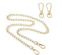 sourcing map 27.6" Flat Purse Chain Strap, Gold Shoulder Straps Chains Metal Handbag Replacement Belt with 2 Pcs Metal Lobster Swivel Trigger Clips Style2 for Cross Body Wallet Bag