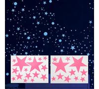 sourcing map 27 Pcs Glow in the Dark Stars for Ceiling, Glowing Galaxy Wall Decal Pink Luminous Adhesive Wall Star Stickers 3D Glowing Stickers for Bedroom Living Room Decoration