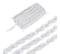 sourcing map 27 Yard Sequins Beaded Lace Trim 0.6 Inch Wave Sequin Braid Trim Strip Paillette Ribbon for Crafts, Embellishments, DIY Sewing Costume, Bling Silver