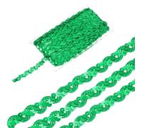 sourcing map 27 Yard Sequins Beaded Lace Trim 0.6 Inch Wave Sequin Braid Trim Strip Paillette Ribbon for Crafts, Embellishments, DIY Sewing Costume, Green