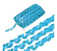 sourcing map 27 Yard Sequins Beaded Lace Trim 0.6 Inch Wave Sequin Braid Trim Strip Paillette Ribbon for Crafts, Embellishments, DIY Sewing Costume, Blue