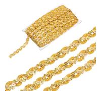 sourcing map 27 Yard Sequins Beaded Lace Trim 0.6 Inch Wave Sequin Braid Trim Strip Paillette Ribbon for Crafts, Embellishments, DIY Sewing Costume, Bling Gold