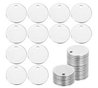 sourcing map 28 Pcs 304 Stainless Steel Flat Round Blank Stamping Tags, 12mm/0.5" Disc Metal Stamping Blanks with Hole for Jewelry Making DIY Crafts Pendants Label