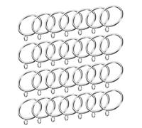 sourcing map 28 PCS Curtain Rod Rings with Eyelets Drapery Metal Curtain Rings Hanging Rings for Curtain Rod 1.5-Inch Inner Diameter Silver