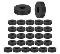 sourcing map 28 Pcs Round Rubber Spacers 1 3/16" OD x 3/8" ID x 5/16" Thickness Multi Purpose Anti Vibration Rubber Bushing Spacer Washer Fit for Home Car Accessories, Black