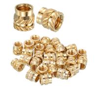 sourcing map 28 Pcs Threaded Inserts, M5 x 7mm L x 7mm OD Pure Brass Metric Knurled Nuts Female Threaded Heat Set Inserts Embedment Nut for 3D Printing Components and Plastic Materials