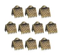 sourcing map 280Pcs Ribbon Crimp Clamp Ends, 6mm Bookmark Pinch Crimp Ends, Cord Ends Fasteners Clasp Crimp Ends for DIY Bracelet Necklace Jewelry Making, Bronze Tone