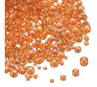 sourcing map 2848pcs Iridescent Glass Seed Beads 1.5/2/3/4mm Acrylic Round Bugle Beads for DIY Jewelry Craft Plants Making Fabric Felt Ornaments, Orange