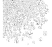 sourcing map 2848pcs Iridescent Glass Seed Beads 1.5/2/3/4mm Acrylic Round Bugle Beads for DIY Jewelry Craft Plants Making Fabric Felt Ornaments, Clear White
