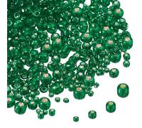sourcing map 2848pcs Iridescent Glass Seed Beads 1.5/2/3/4mm Acrylic Round Bugle Beads for DIY Jewelry Craft Plants Making Fabric Felt Ornaments, Black-Green