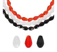 sourcing map 285 PCS Teardrop Crystal Glass Beads, 3x5mm Vertical Hole Faceted Glass Teardrop Spacer Beads for Necklace Bracelet DIY Jewelry Making, Black/Creamy White/Bright Red