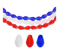 sourcing map 285 PCS Teardrop Crystal Glass Beads, 3x5mm Vertical Hole Faceted Glass Teardrop Spacer Beads for Necklace Bracelet DIY Jewelry Making, Bright Red/Dark Navy/Creamy White