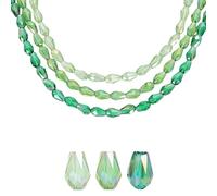 sourcing map 285 PCS Teardrop Crystal Glass Beads, 3x5mm Vertical Hole Faceted Glass Teardrop Spacer Beads for Necklace Bracelet DIY Jewelry Making, Light Green AB/Grass Green AB/Dark Green AB