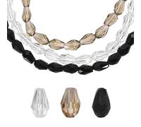sourcing map 285 PCS Teardrop Crystal Glass Beads, 3x5mm Vertical Hole Faceted Glass Teardrop Spacer Beads for Necklace Bracelet DIY Jewelry Making, Black/White/Grey