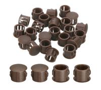 sourcing map 28Pcs 11mm(7/16") Nylon Hole Plugs, Flush Type Panel Round Snap in Fastener Knockout Locking Plugs for Furniture Insert End Caps Panels, Brown