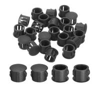 sourcing map 28Pcs 11mm(7/16") Nylon Hole Plugs, Flush Type Panel Round Snap in Fastener Knockout Locking Plugs for Furniture Insert End Caps Panels, Black